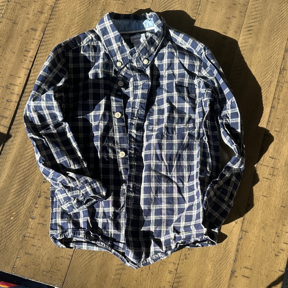 Carters Blue Plaid boys shirt size 7